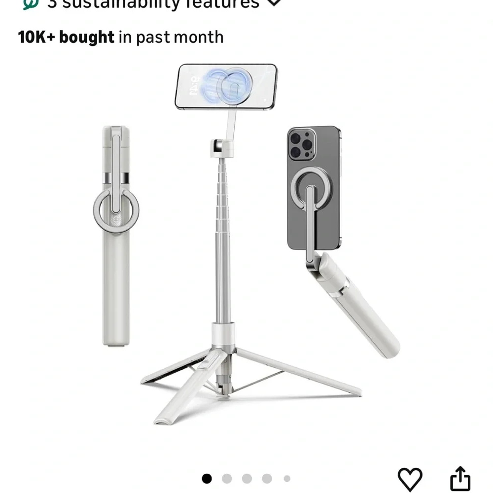 Magnetic Selfie Stick Tripod - Black & White